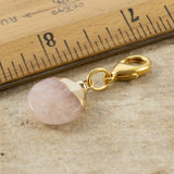 Rose Quartz Clip-on Charm - Pink Quartz Bag Charm - Gold Clip-on Accessory