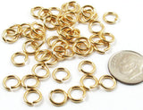 Gold 16 Gauge Round Jump Rings Heavy Duty, TierraCast 7mm (50 Pieces)