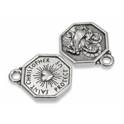 2 Silver St. Christopher Pendants - TierraCast Travelers Protection Charms - Jewelry-Making and Craft Supply