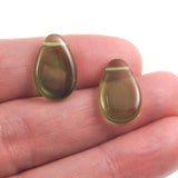 olive green flat teardrop beads