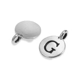 2Pc. Silver "G" Initial Charms, TierraCast Round Small Alphabet Letter
