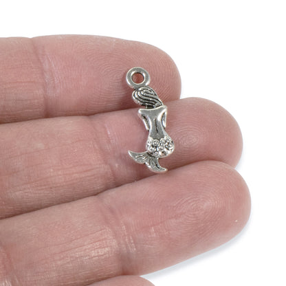 12 Silver Mermaid Back Charms, Ocean-Inspired Pendants for DIY Summer Jewelry, Ideal for Charm Bracelets and Earrings