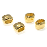 4 Gold Hammered Barrel Leather Crimp Beads, 4x2mm Hole Size, TierraCast