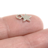30 Silver Star Charms, Small Metal Flat Celestial North Star for DIY Jewelry
