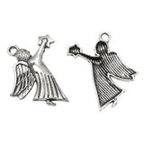 20 Silver Angel with Star Charms, Stamped Metal Christmas Charms for DIY Jewelry