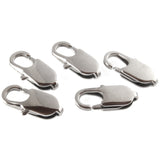 Large Oval Silver Stainless Steel Lobster Claw Clasps 7x18mm (5/Pkg)
