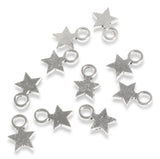 30/Pkg Silver Star Charms, Small Metal Flat Celestial North Star Bulk Charms