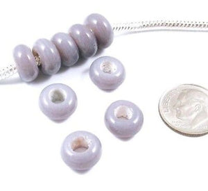Rondelle Large 4mm Hole Lampwork Glass Beads-LAVENDER 5x11mm (30)