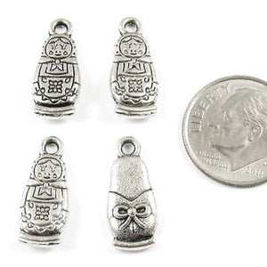 Metal Charms-SILVER RUSSIAN DOLL 7x17mm (20 Pieces)