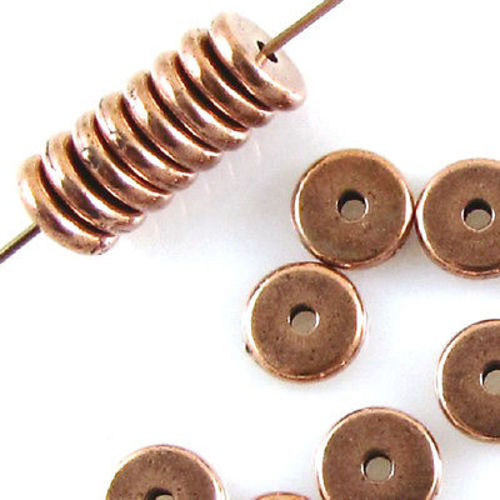 Copper 7mm Disk Spacer, TierraCast Lead-Free Pewter Beads (25 Pieces)