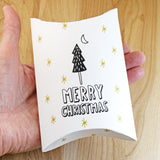5Pc Merry Christmas Kraft Pillow Boxes, Paper Gift Box with Easy Assembly
