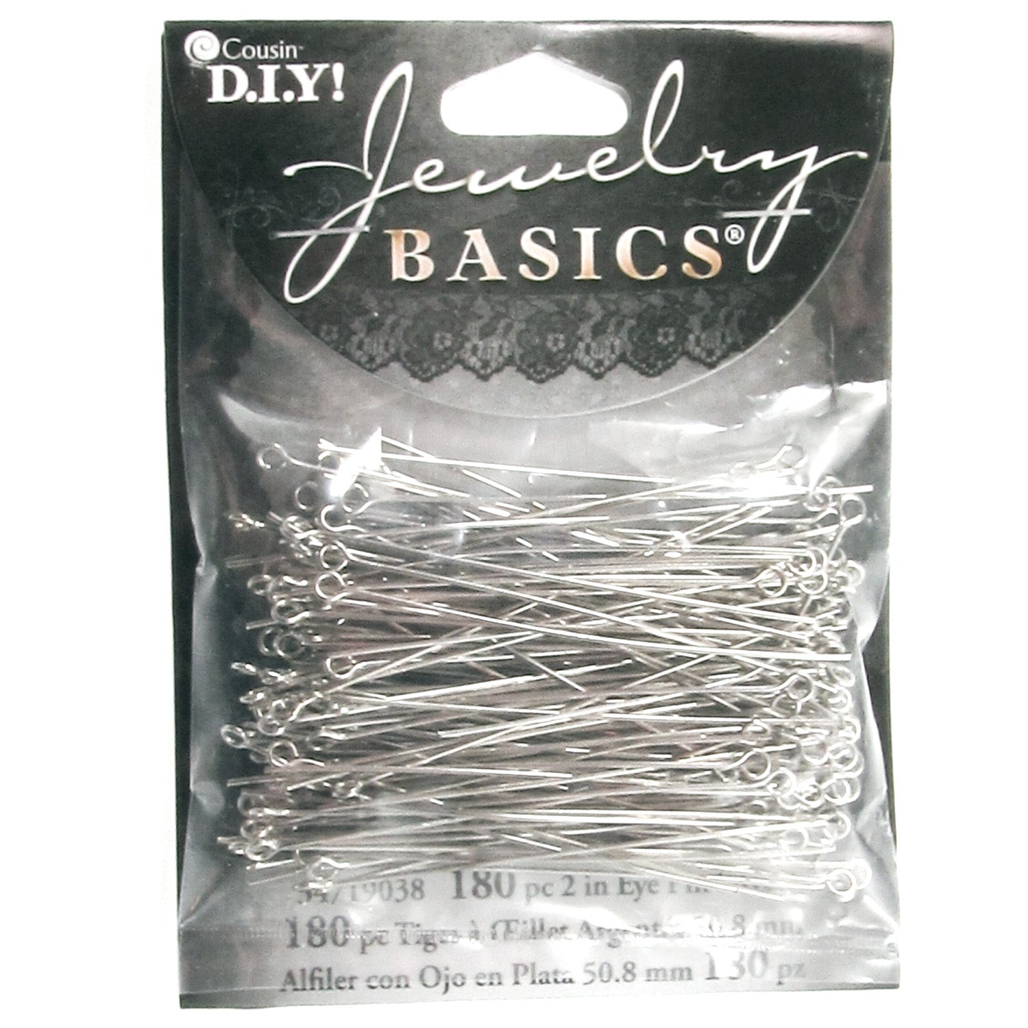 180 Pieces Silver Plated 2" Metal Eye Pins