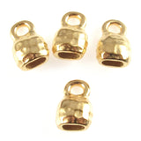 Gold Distressed 4x2mm Leather Cord Crimp End Caps
