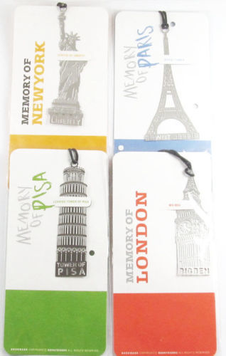 Stainless Steel Bookmarks-Statue of Liberty, Eiffel Tower, Big Ben+ 2 1/2" 4PCS