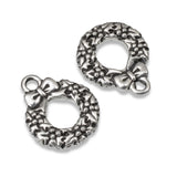 2 Silver Christmas Wreath Charms, TierraCast Holiday Charms