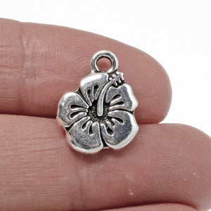 Silver Hibiscus Charms, TierraCast Pewter Flower Charms 4/Pkg