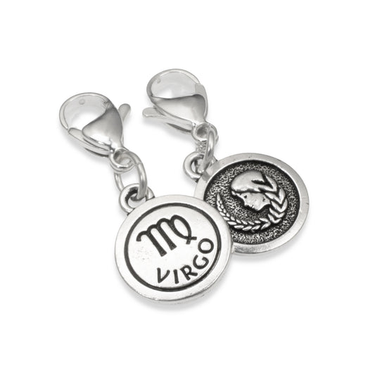 Silver Virgo Clip-on Bag Charm with Lobster Clasp - Astrology Accessory Gift