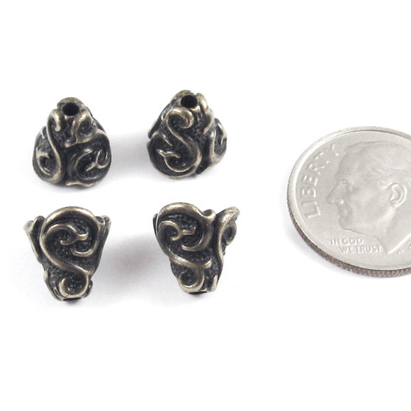 TierraCast Pewter Bead Bell Caps-Brass Oxide LILY CONE (4)