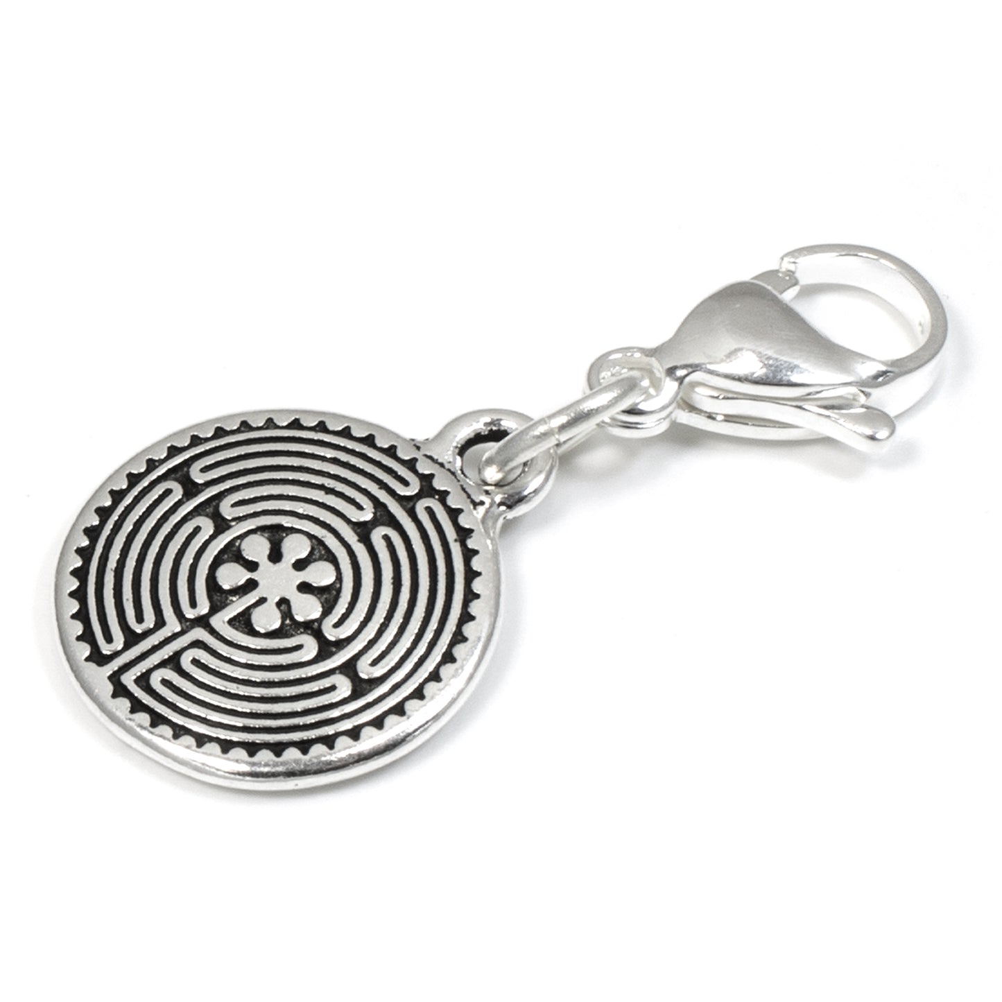 Labyrinth Clip-on Charm - Silver Maze Bag Charm - Handbag Accessory