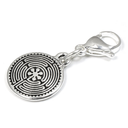 Labyrinth Clip-on Charm - Silver Maze Bag Charm - Handbag Accessory