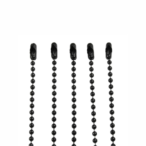 5/Pkg Black Coated Steel Ball Chain Necklaces | #3 Dog Tag | 2.4mm 30