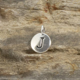 2Pc. Silver "J" Initial Charms, TierraCast Round Small Alphabet Letter