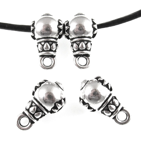 Silver Lotus Guru Bead with Bail Loop TierraCast Pewter Findings (4 Pcs)