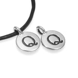2Pc. Silver "Q" Initial Charms, TierraCast Round Small Alphabet Letter