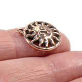 2 Copper Sunshine Charms, Celestial Sun with Rays Charm, Sun Face Pendant