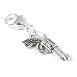 Silver Gun Clip-on Charm, Pistol Bag or Keychain Accessory, Cool Collector Gift