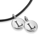 2Pc. Silver "L" Initial Charms, TierraCast Round Small Alphabet Letter