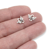 10 Silver Leaf Links, TierraCast Tiny Leaf Connectors for Handmade Jewelry