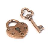 Copper Heart Lock & Key Charms, TierraCast Pewter Set (2 Pieces)