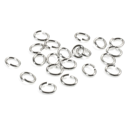 50 Silver Medium Oval Jump Rings, TierraCast White Bronze Plate 5x6mm