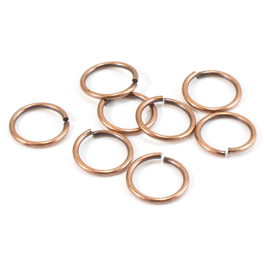 Antique Copper 10mm Jump Rings, 25-Pack Large, Durable Copper-Plated Brass