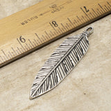 Large Feather Pendant - Silver TierraCast Charm - Southwestern Boho Focal Piece 1/Pkg