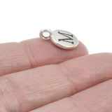 2Pc. Silver "M" Initial Charms, TierraCast Round Small Alphabet Letter