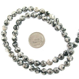 Gray and Black Spotted Agate Round Gemstone Beads