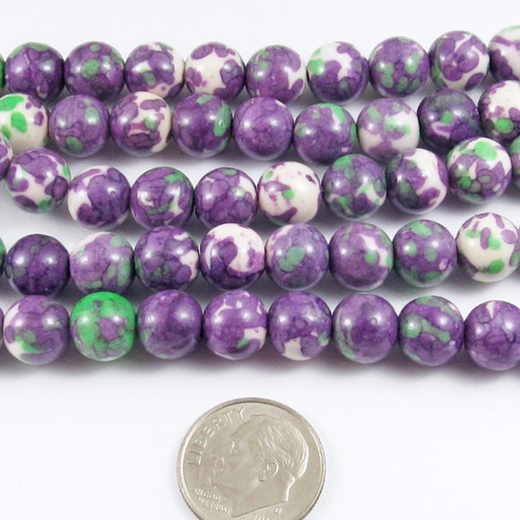 Purple Rain Flower Stone Beads,  8mm Gemstone Beads, 48 Pieces/Strand