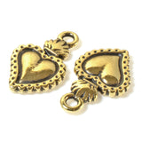 Gold Flaming Heart Charms, TierraCast Sacred Heart Milagro 2/Pkg