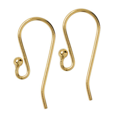Gold Fishhook Ear Wires with Ball, 14K Plated | Hackberry Creek