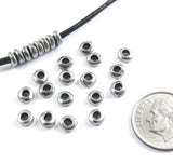 Silver Pewter 5mm Nugget Spacer Beads, 2mm Holes for Leather (25 Pcs)
