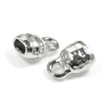 10 Silver Distressed Crimp End Caps, 4x2mm Opening, TierraCast Leather Cord Ends
