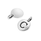 2Pc. Silver "C" Initial Charms, TierraCast Round Small Alphabet Letter