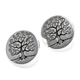Silver Tree of Life Buttons, TierraCast Leather Clasp + Shank Back 2/Pkg
