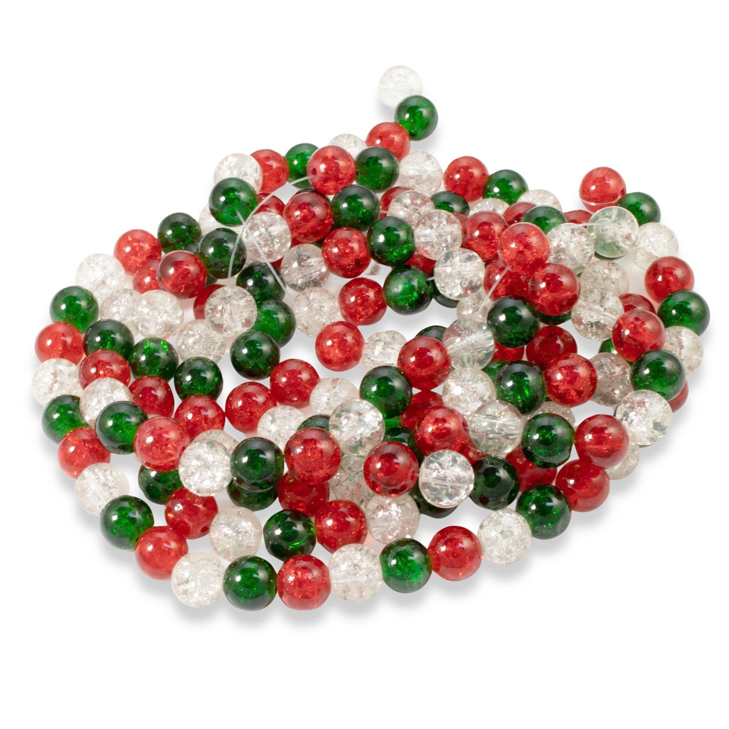 150pc Christmas Glass Beads Set, 8mm Red Green Clear, Crafts Jewelry DIY Gift