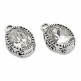 2/Pkg Silver Celestial Brilliance Pendant, European Clear Crystal Charms
