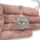Silver Cage Pendant with Heart Design + Chain | Customizable Memory Locket