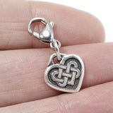 Silver Celtic Knot Heart Clip on Charm, Purse | Journal | Pet Collar Jewelry
