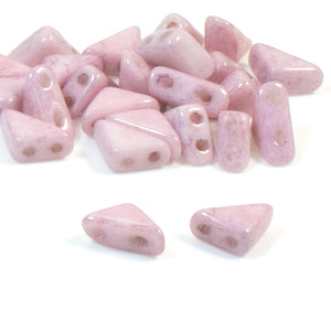 50 Chalk Light Rose Tango Triangle Beads, 6mm 2-Hole Czech Glass for Beadwork
